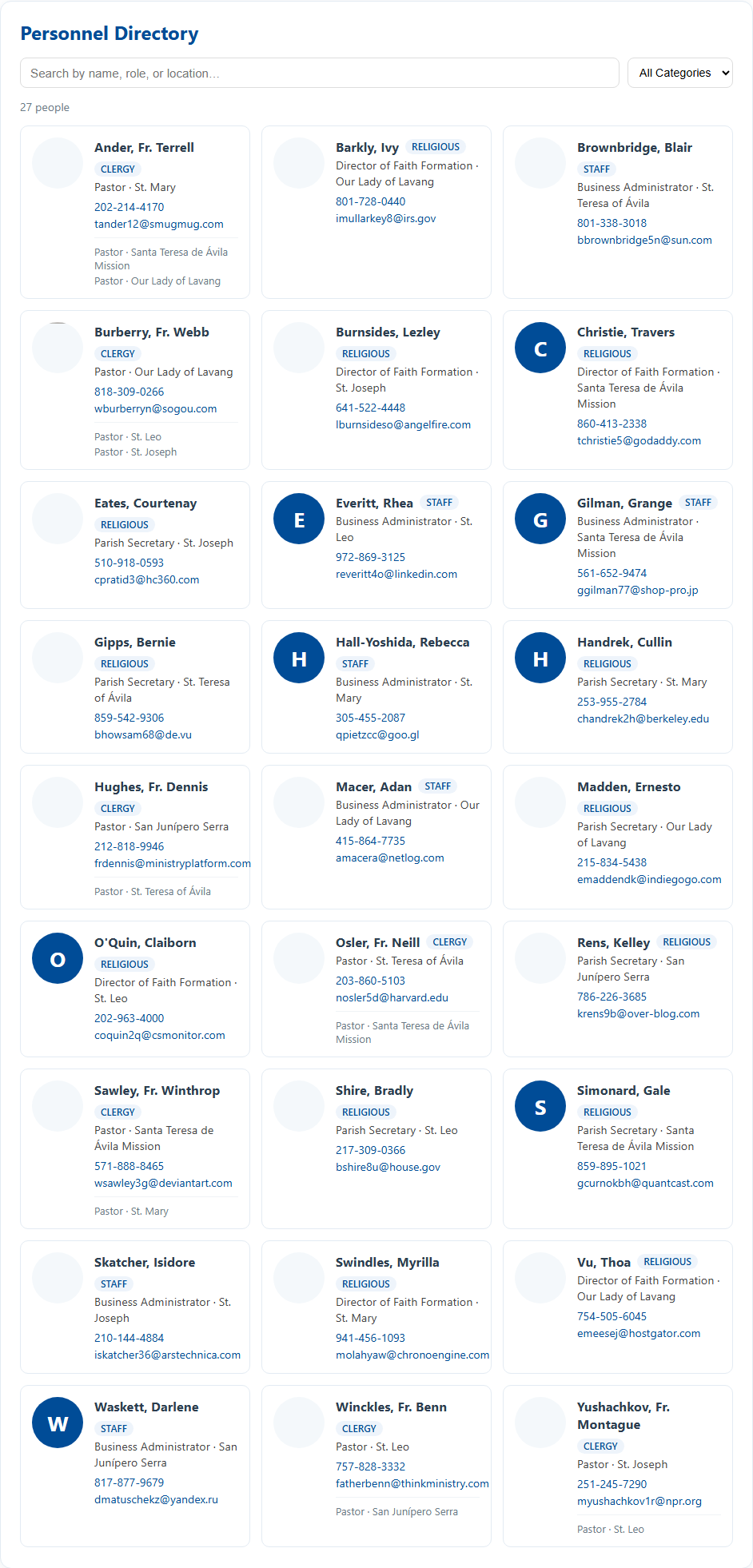 Personnel Directory preview